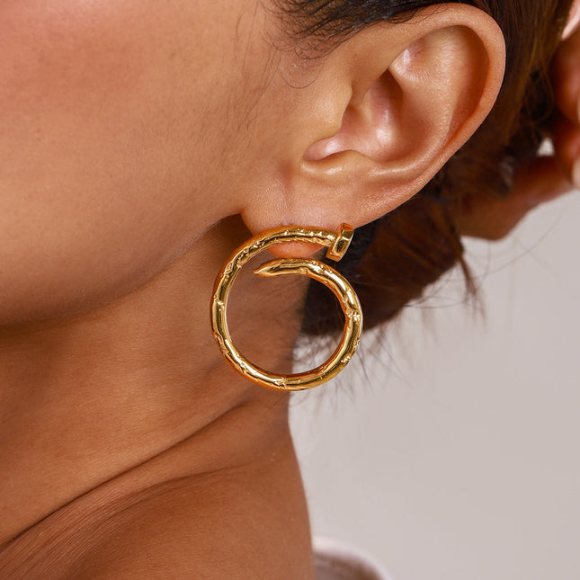 Jieding European and American stainless steel nail earrings luxury niche personality earrings titanium steel earrings cross-border earrings