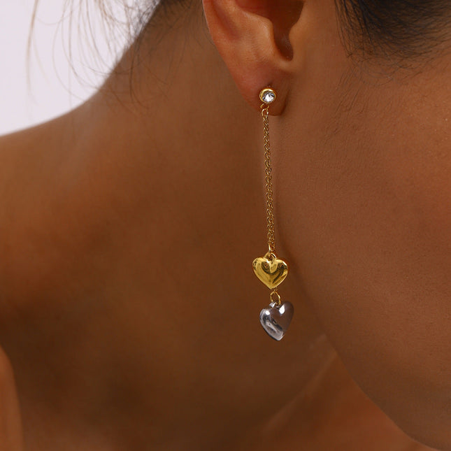 Jieding European and American stainless steel tassel earrings high-end love earrings titanium steel earrings cross-border jewelry