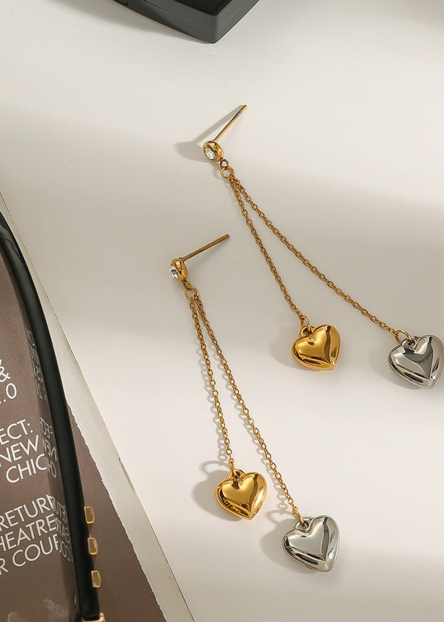 Jieding European and American stainless steel tassel earrings high-end love earrings titanium steel earrings cross-border jewelry