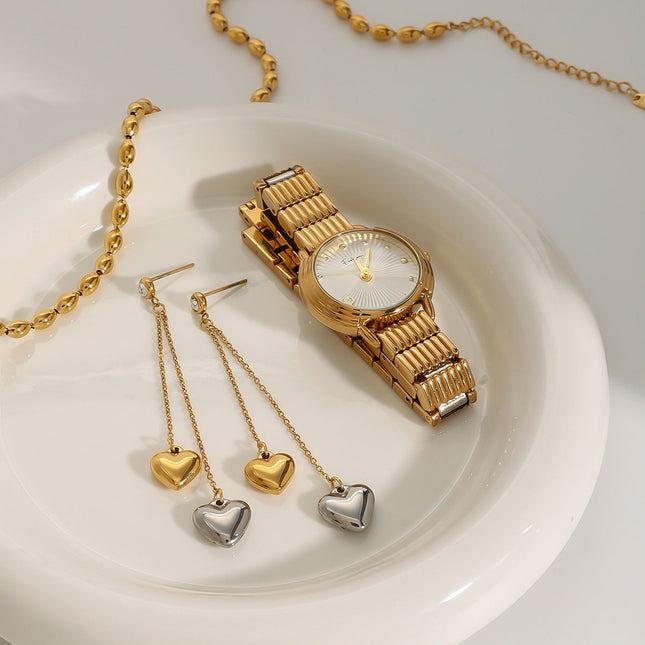 Jieding European and American stainless steel tassel earrings high-end love earrings titanium steel earrings cross-border jewelry