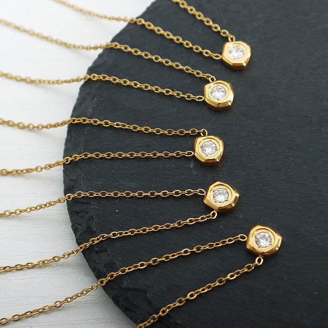 European and American trendy cool and versatile temperament, delicate meteorite shape inlaid zircon pendant necklace, niche design jewelry wholesale