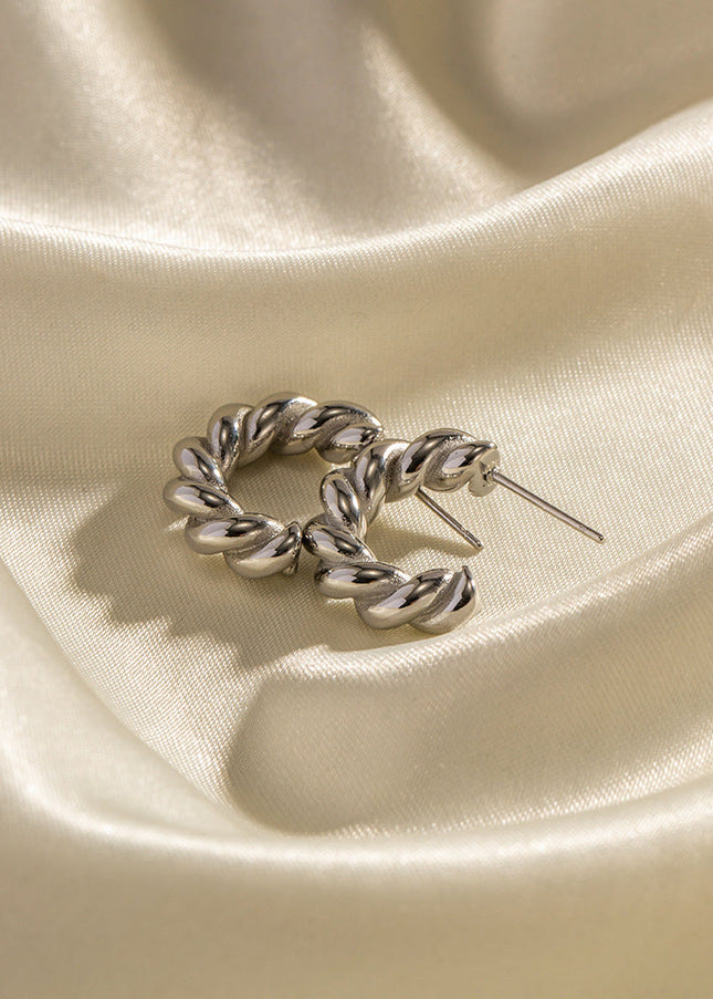 European and American ins cross-border hot steel color ladies twist spiral spiral hoop earrings stainless steel earrings