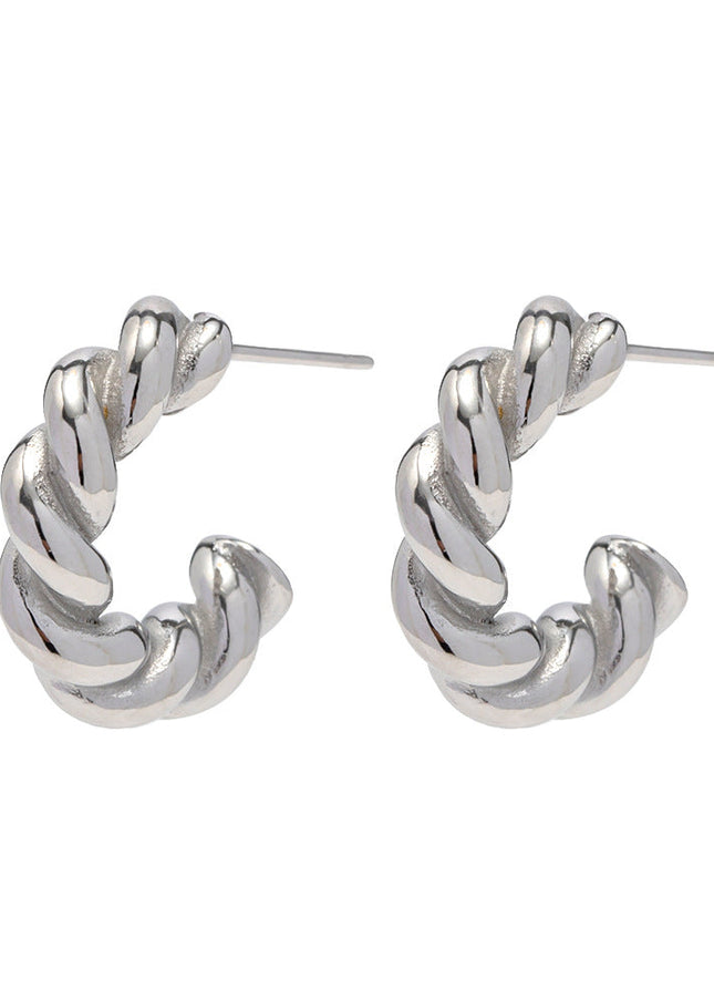 European and American ins cross-border hot steel color ladies twist spiral spiral hoop earrings stainless steel earrings