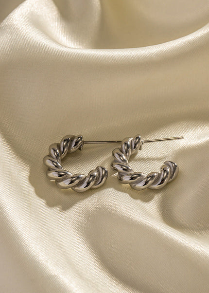 European and American ins cross-border hot steel color ladies twist spiral spiral hoop earrings stainless steel earrings