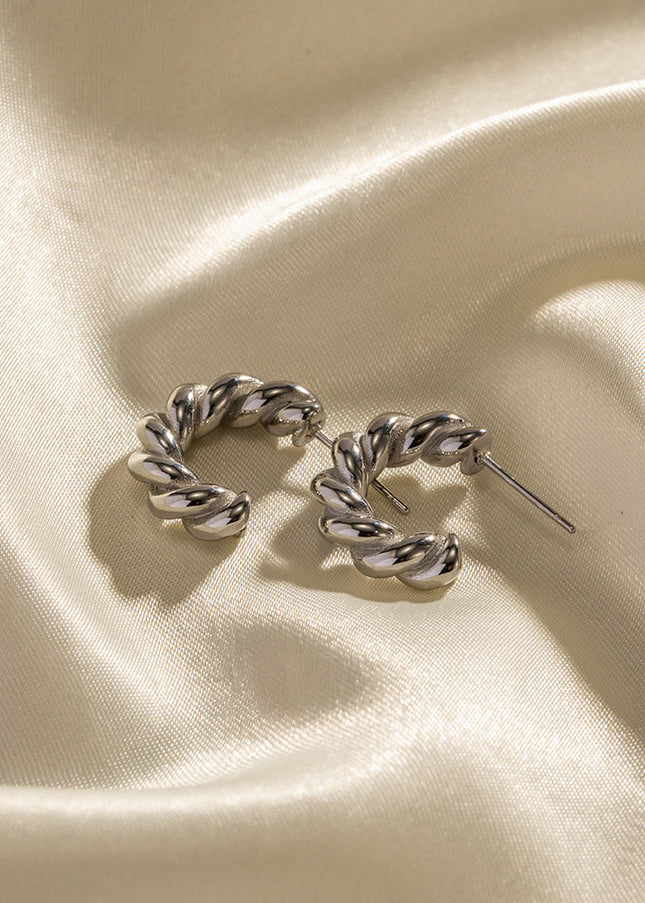 European and American ins cross-border hot steel color ladies twist spiral spiral hoop earrings stainless steel earrings