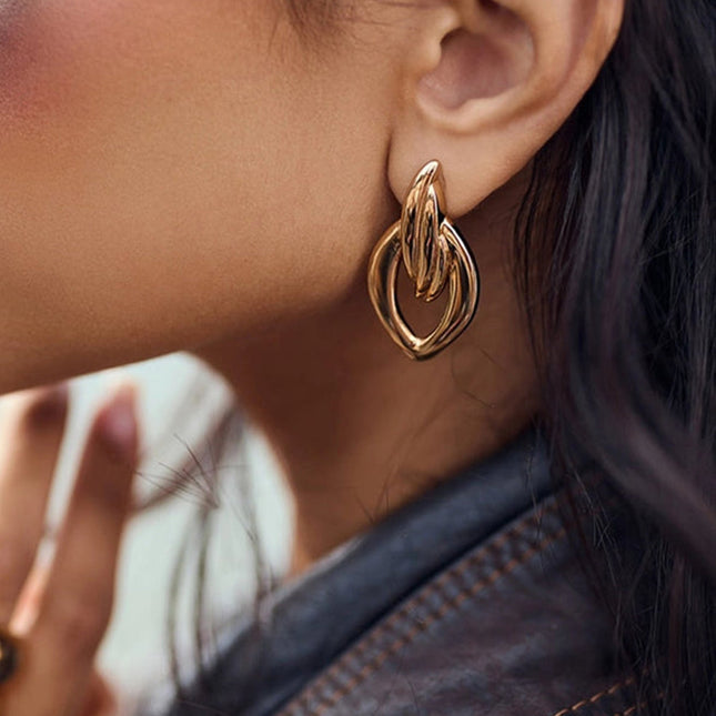 Jieding European and American stainless steel earrings light luxury high-end ear jewelry titanium steel earrings do not fade cross-border earrings