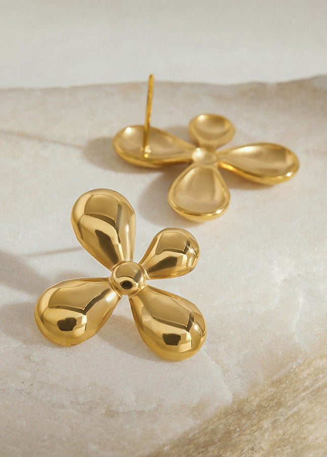 Jieding cross-border stainless steel flower stud earrings, light luxury, high-end earrings, niche design earrings, stainless steel jewelry