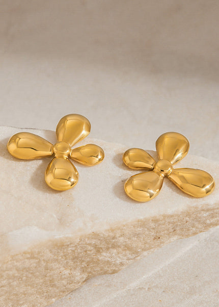 Jieding cross-border stainless steel flower stud earrings, light luxury, high-end earrings, niche design earrings, stainless steel jewelry