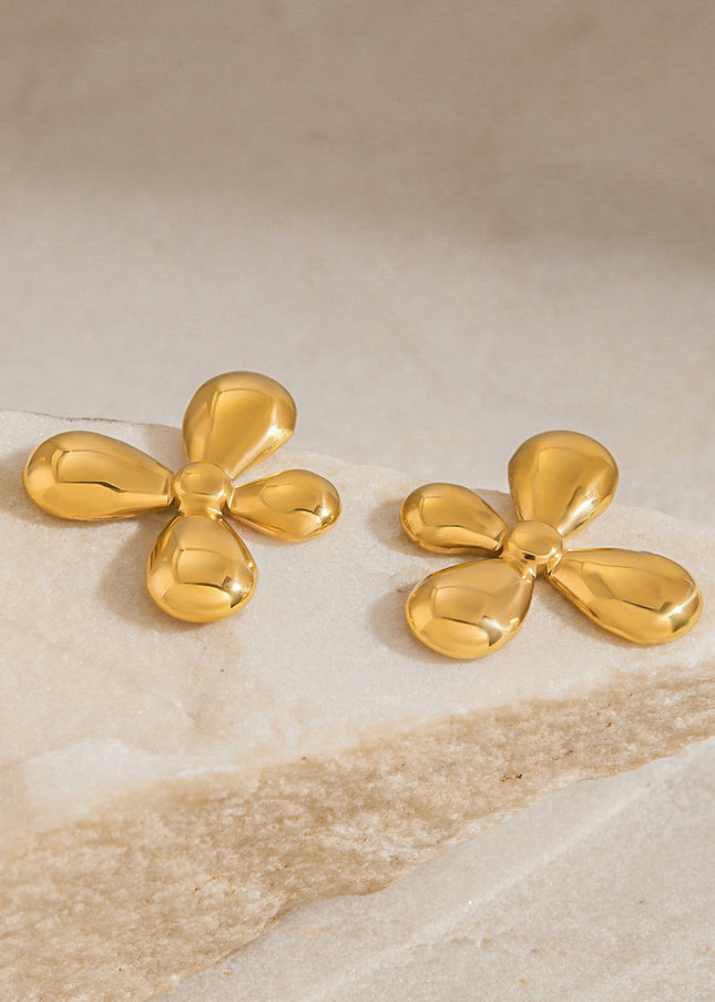 Jieding cross-border stainless steel flower stud earrings, light luxury, high-end earrings, niche design earrings, stainless steel jewelry