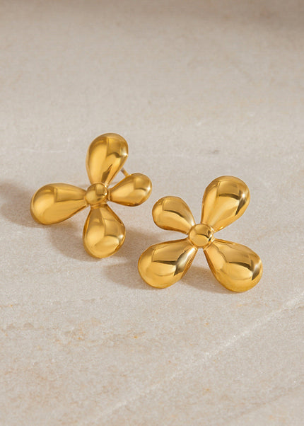 Jieding cross-border stainless steel flower stud earrings, light luxury, high-end earrings, niche design earrings, stainless steel jewelry