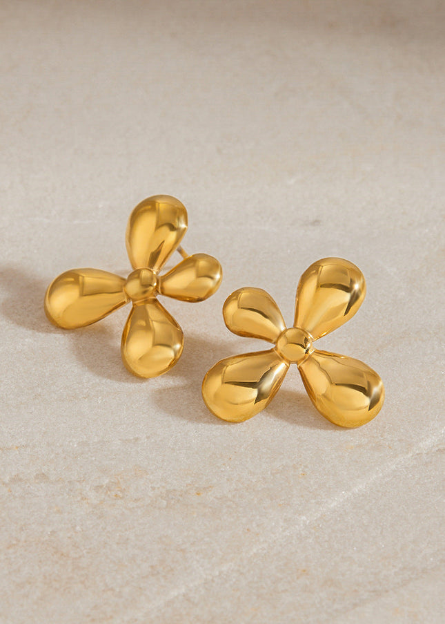 Jieding cross-border stainless steel flower stud earrings, light luxury, high-end earrings, niche design earrings, stainless steel jewelry