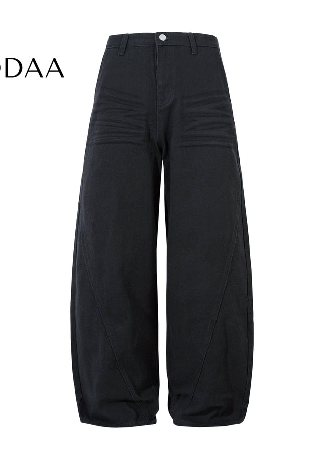 White Deconstructed Wide Leg Jeans for Men and Women - S / Black - Women’s Jeans