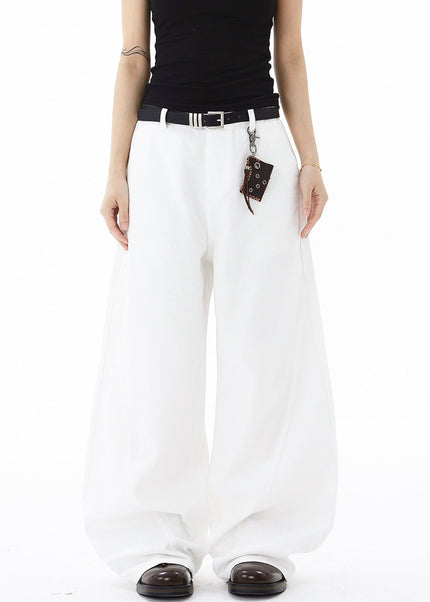 White Deconstructed Wide Leg Jeans for Men and Women - Women’s Jeans
