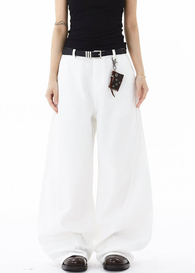 White Deconstructed Wide Leg Jeans for Men and Women - Women’s Jeans