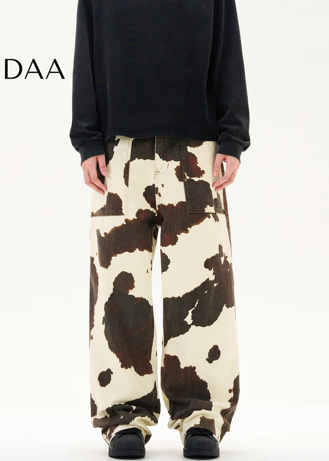 White Distressed Loose Leg Jeans for Men and Women - XS / Camouflage - Men’s Jeans