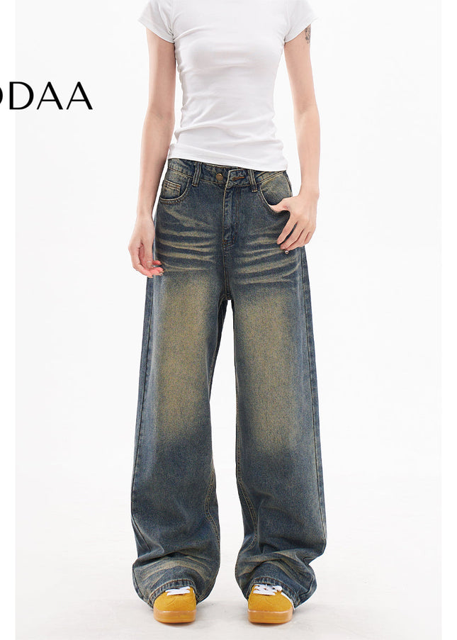 White Distressed Wide-Leg Jeans for Women 2025 AGUA Design - XS / Vintage Blue - Women’s Jeans