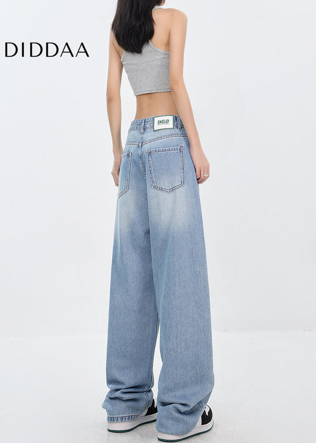 White Graffiti Kitten Print Wide-Leg Jeans for Women - Women’s Jeans