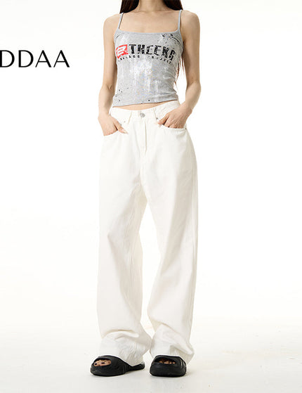 White High-Quality Loose Fit Wide-Legged Jeans - S / White - Women’s Jeans