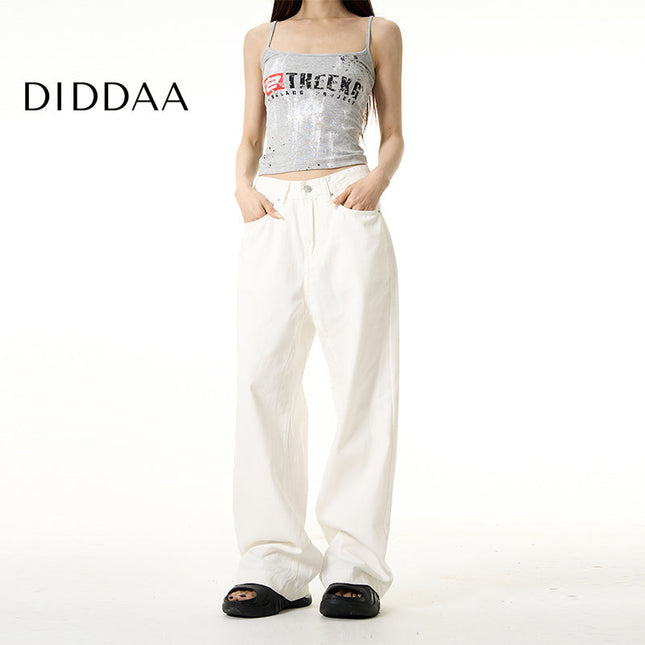 White High-Quality Loose Fit Wide-Legged Jeans - S / White - Women’s Jeans