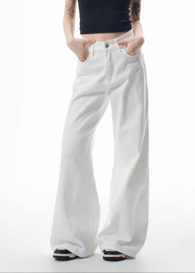 White High-Quality Loose Wide-Leg Jeans for Women - Women’s Jeans