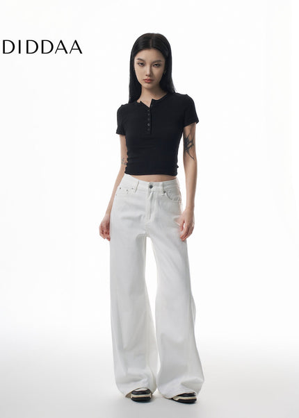 White High-Quality Loose Wide-Leg Jeans for Women - Women’s Jeans