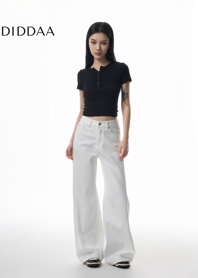 White High-Quality Loose Wide-Leg Jeans for Women - Women’s Jeans