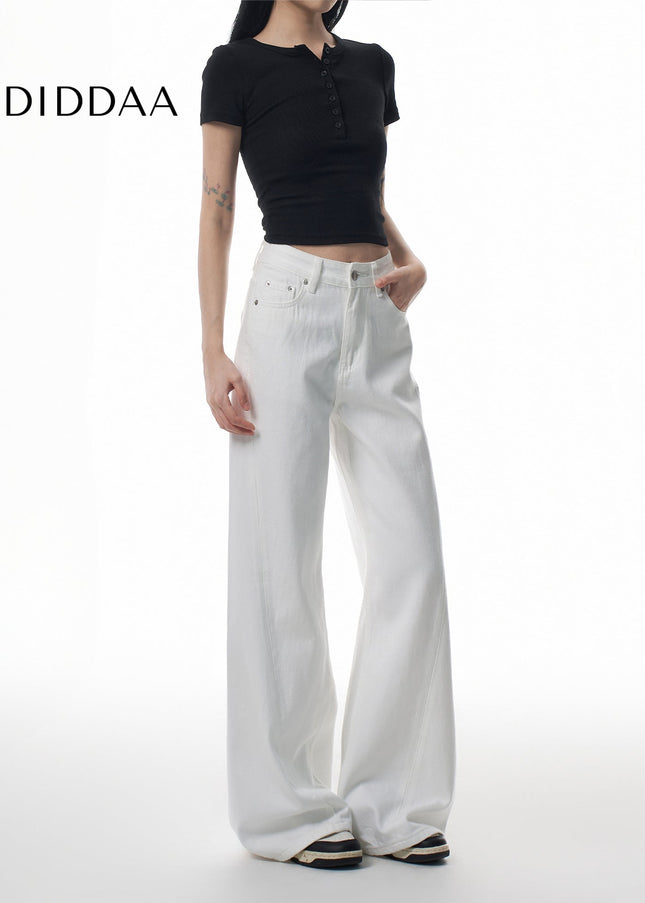White High-Quality Loose Wide-Leg Jeans for Women - Women’s Jeans
