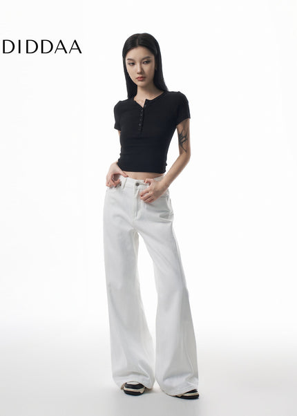 White High-Quality Loose Wide-Leg Jeans for Women - Women’s Jeans