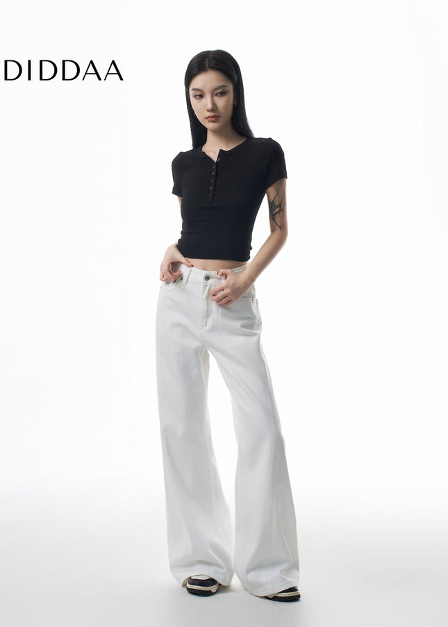 White High-Quality Loose Wide-Leg Jeans for Women - Women’s Jeans