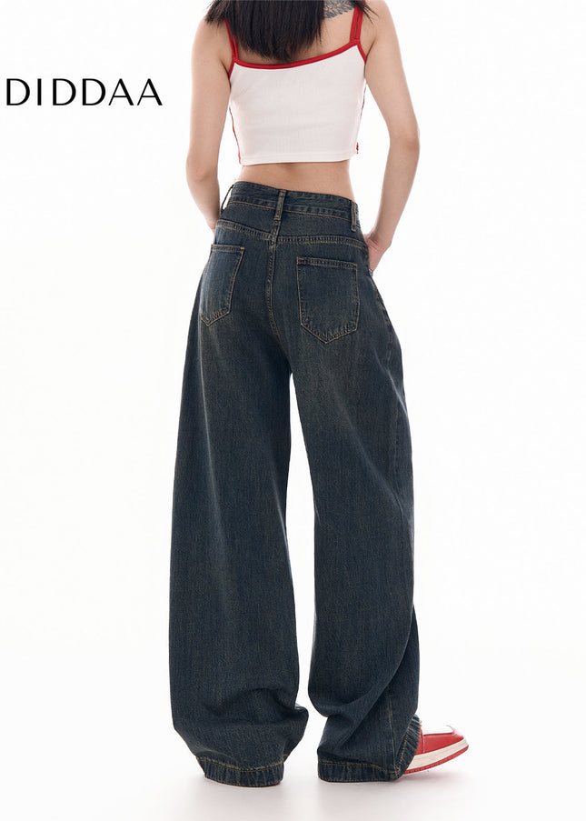 White High Waist Loose Fit Wide-Leg Jeans - Women’s Jeans
