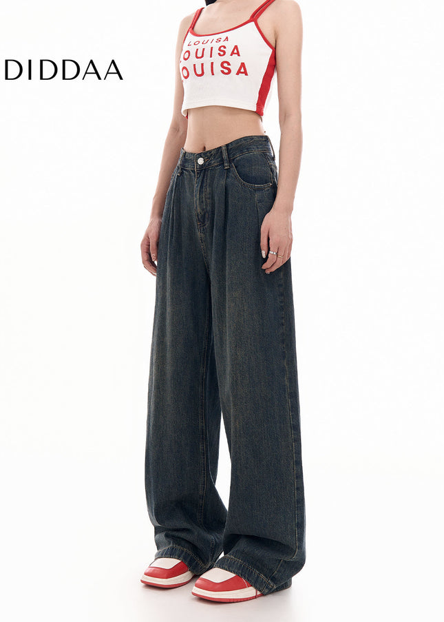 White High Waist Loose Fit Wide-Leg Jeans - Women’s Jeans