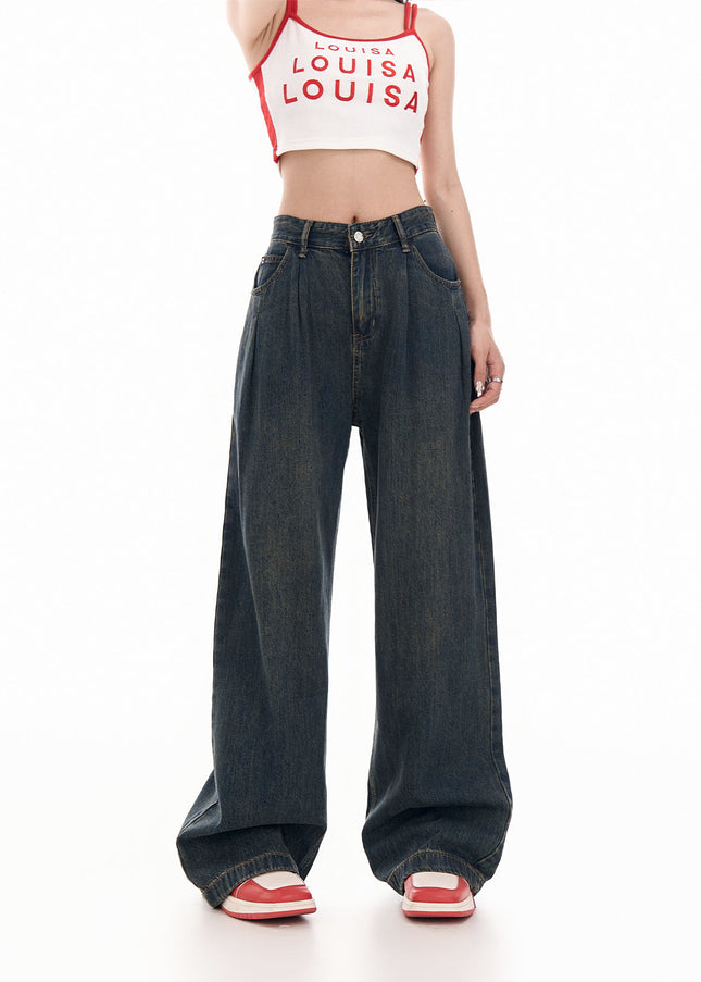 White High Waist Loose Fit Wide-Leg Jeans - Women’s Jeans