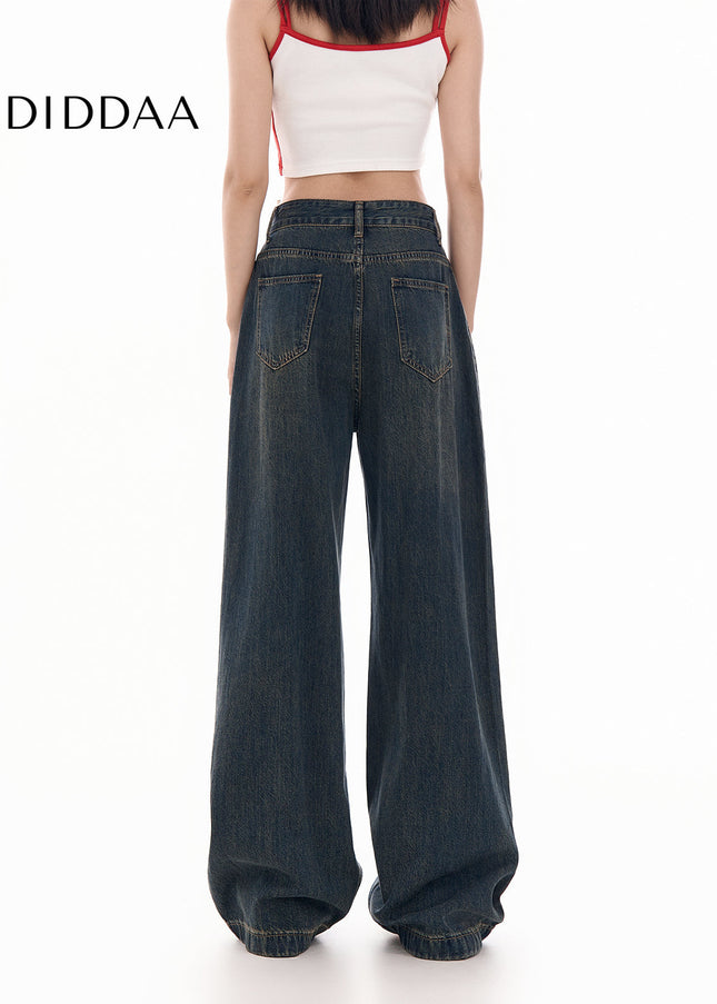 White High Waist Loose Fit Wide-Leg Jeans - Women’s Jeans