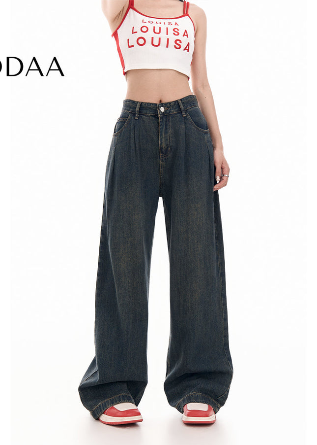 White High Waist Loose Fit Wide-Leg Jeans - Women’s Jeans