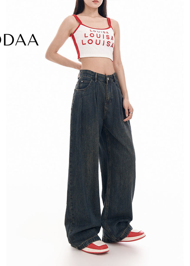 White High Waist Loose Fit Wide-Leg Jeans - XS / Grey - Women’s Jeans