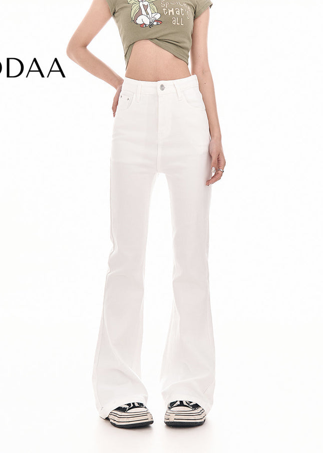 White High-Waisted Bootcut Jeans with Slim Stretch - XS / White - Women’s Jeans