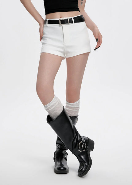 White High-Waisted Casual Shorts Thin Versatile Hot Pants - Shorts