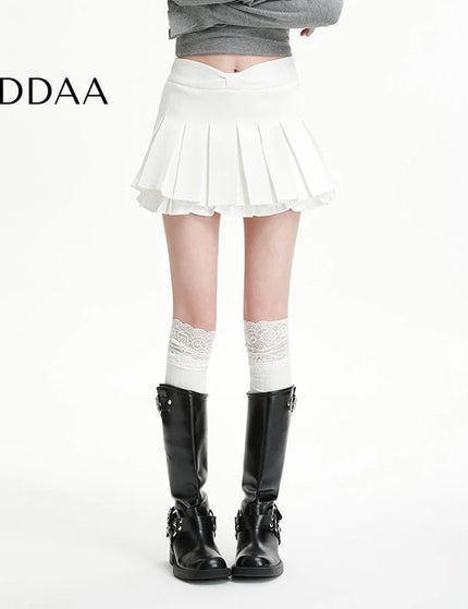White High Waisted Pleated A-Line Skirt for Women - S / White - Skirts