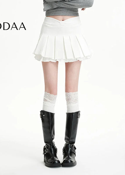 White High Waisted Pleated A-Line Skirt for Women - S / White - Skirts