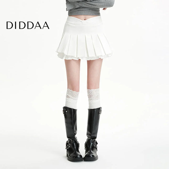 White High Waisted Pleated A-Line Skirt for Women - S / White - Skirts