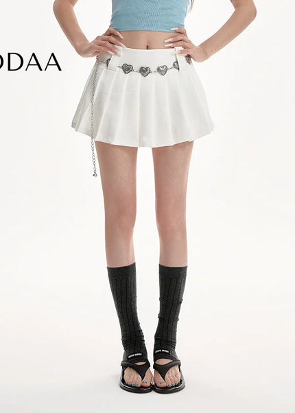 White High-Waisted Pleated A-Line Skirt for Women - S / White - Skirts