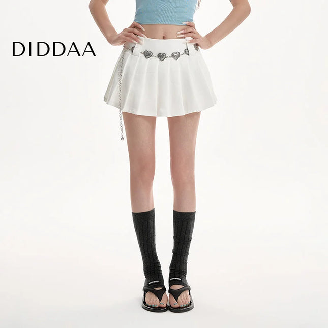 White High-Waisted Pleated A-Line Skirt for Women - S / White - Skirts