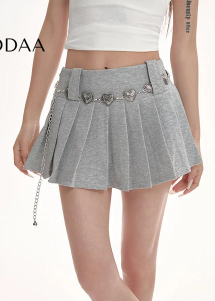 White High-Waisted Pleated A-Line Skirt for Women - Skirts