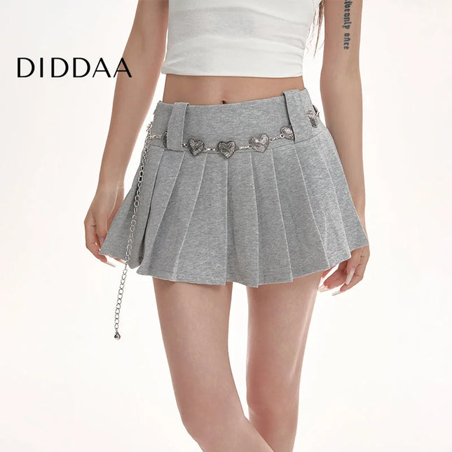 White High-Waisted Pleated A-Line Skirt for Women - Skirts