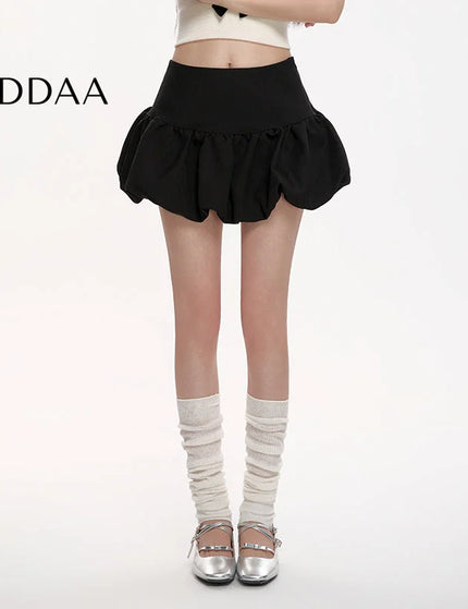 White High-Waisted Puffy Lantern Skirt Summer 2025 - S / Black - Skirts