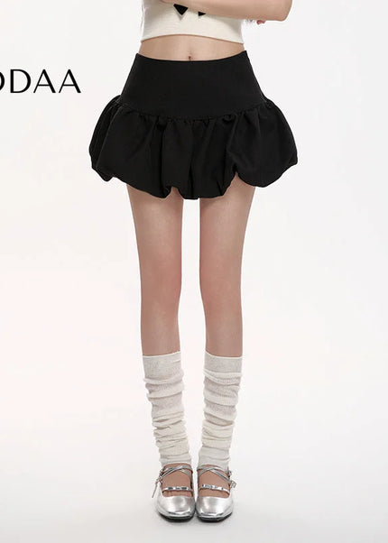 White High-Waisted Puffy Lantern Skirt Summer 2025 - S / Black - Skirts
