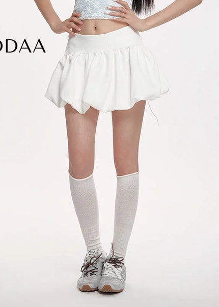 White High-Waisted Puffy Lantern Skirt Summer 2025 - S / White - Skirts