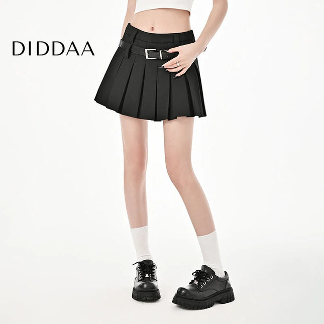 White High-Waisted Slim A-Line Pleated Skirt Summer - S / Black - Skirts
