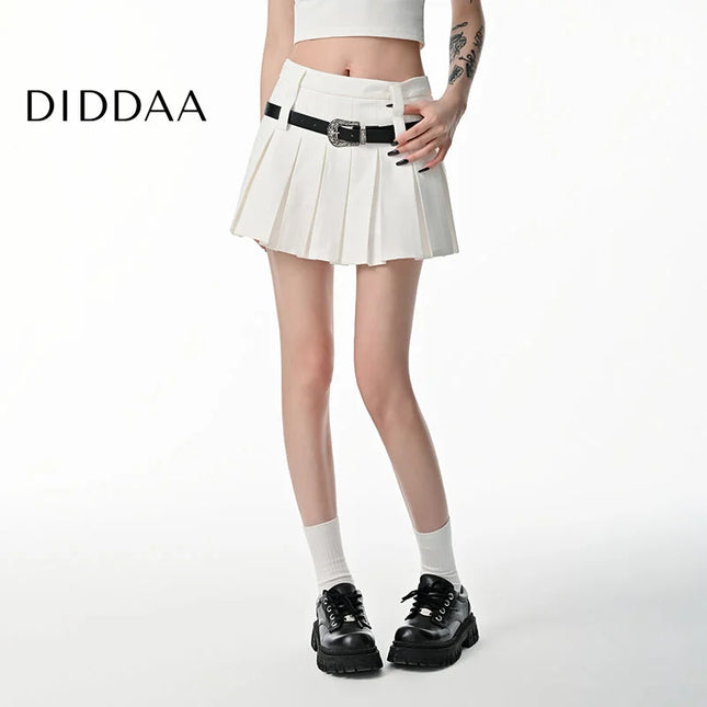 White High-Waisted Slim A-Line Pleated Skirt Summer - S / White - Skirts