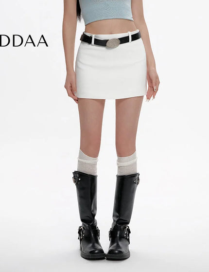 White High-Waisted Slim A-Line Skirt for Summer - S / White - Skirts